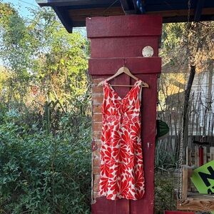 Red/orange and White Floral Dress